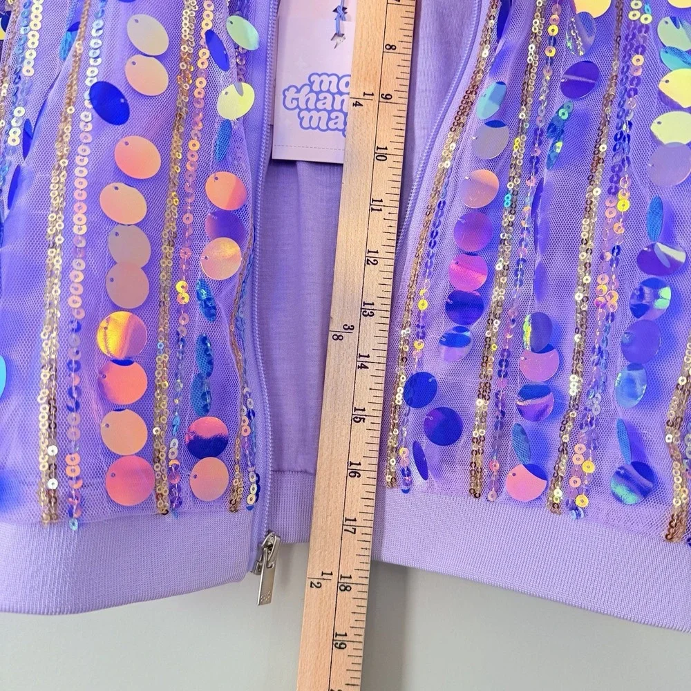 Girls Sequin Bomber Jacket Iridescent Shiny Pageant (MORE THAN MAGIC) SZ-S‎ 6/6X